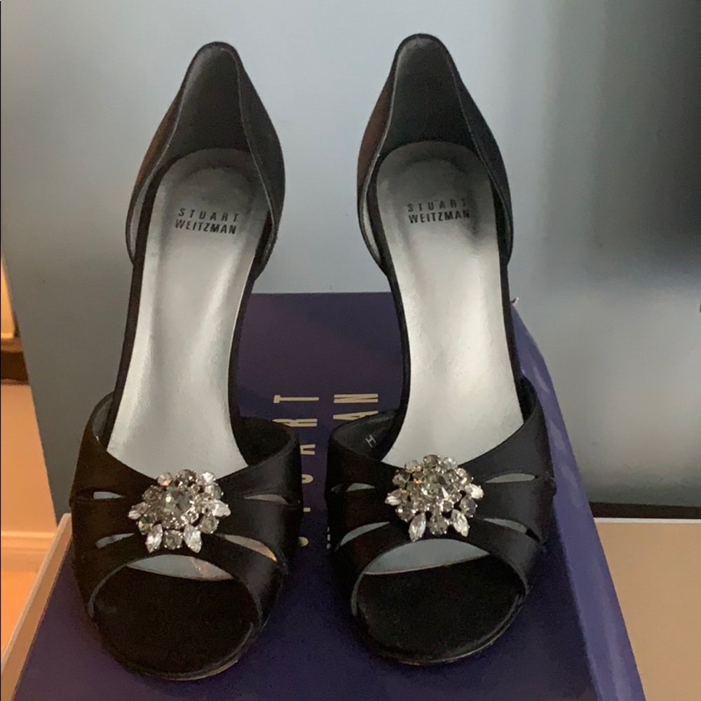 Stuart Weitzman Black Satin heels - 7.5